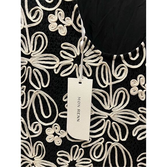 MON RENN KAMALI MIDI DRESS BLACK AND WHITE -VACATION size S NWT$259 - Picture 6 of 7